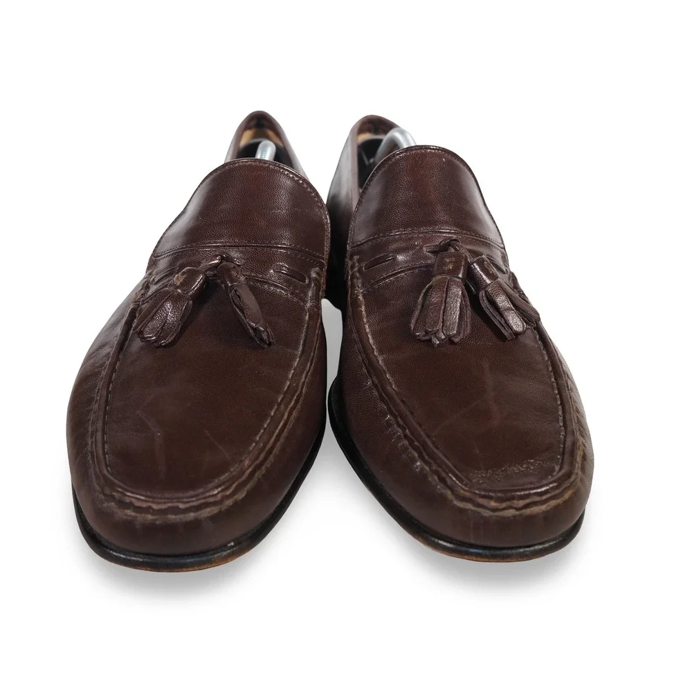 Bruno Magli Braxton Italian Leather Tassel Loafers Mens 9M Dark Brown 10210